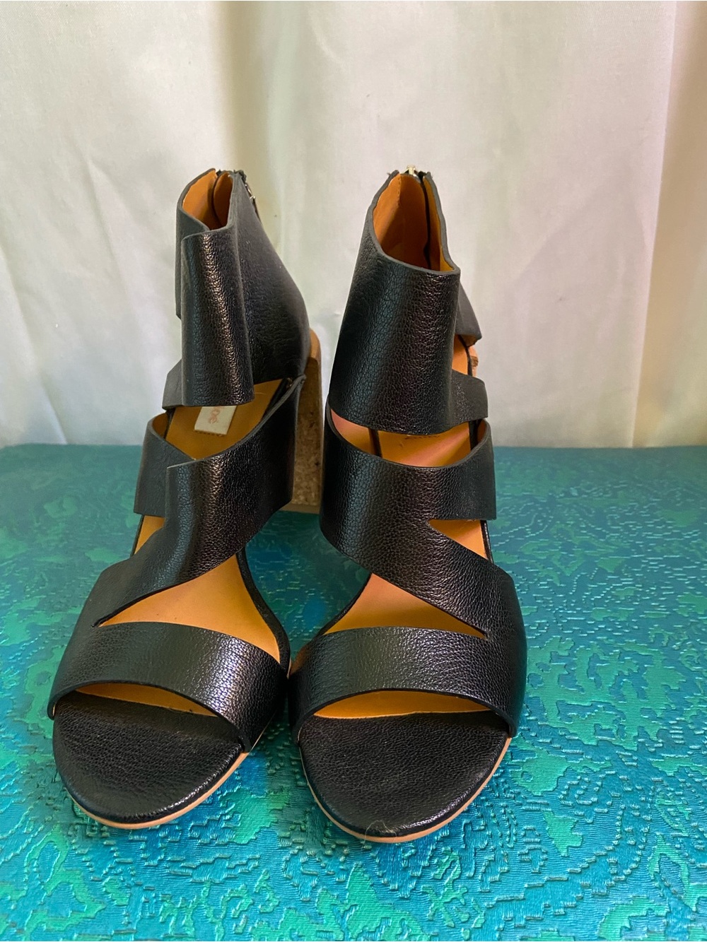 See By Chloe Black Strappy Cork Block Heel Sandals